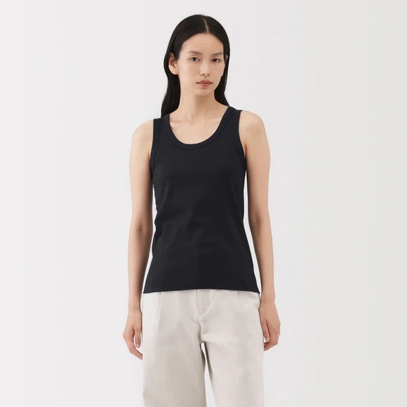 Muji Black Ribbed Tank Top - Picture 4 of 4